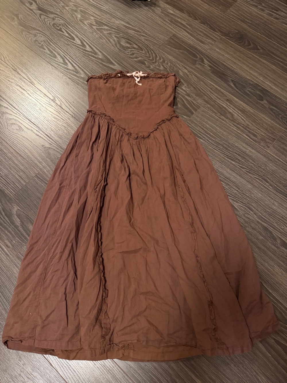 Kimchi Blue Chocolate Brown Smocked Strapless Top